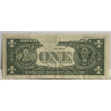 UNITED STATES OF AMERICA 1974 . ONE 1 DOLLAR BANKNOTE . ERROR . MISSING PART OF BANKNOTE